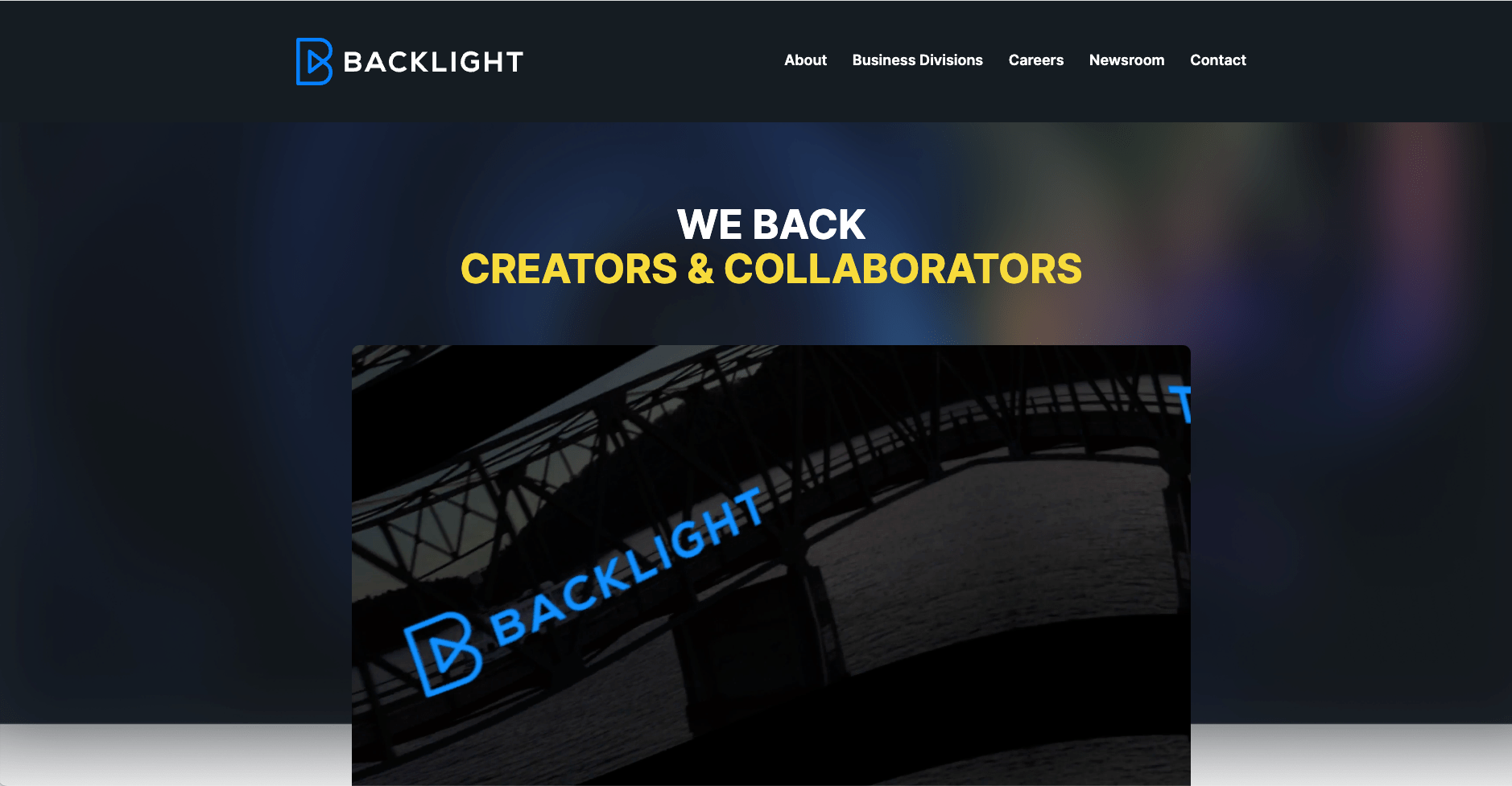 screenshot of Backlight's website
