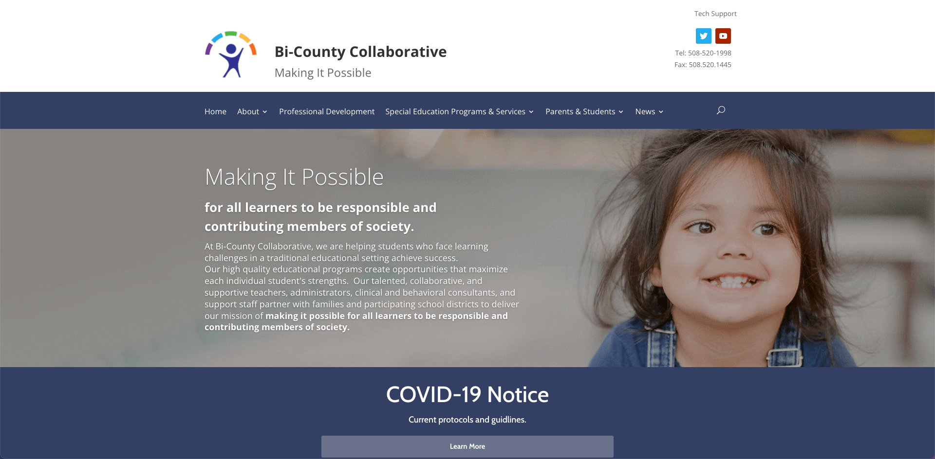 screenshot of Bicounty Collaborative's website
