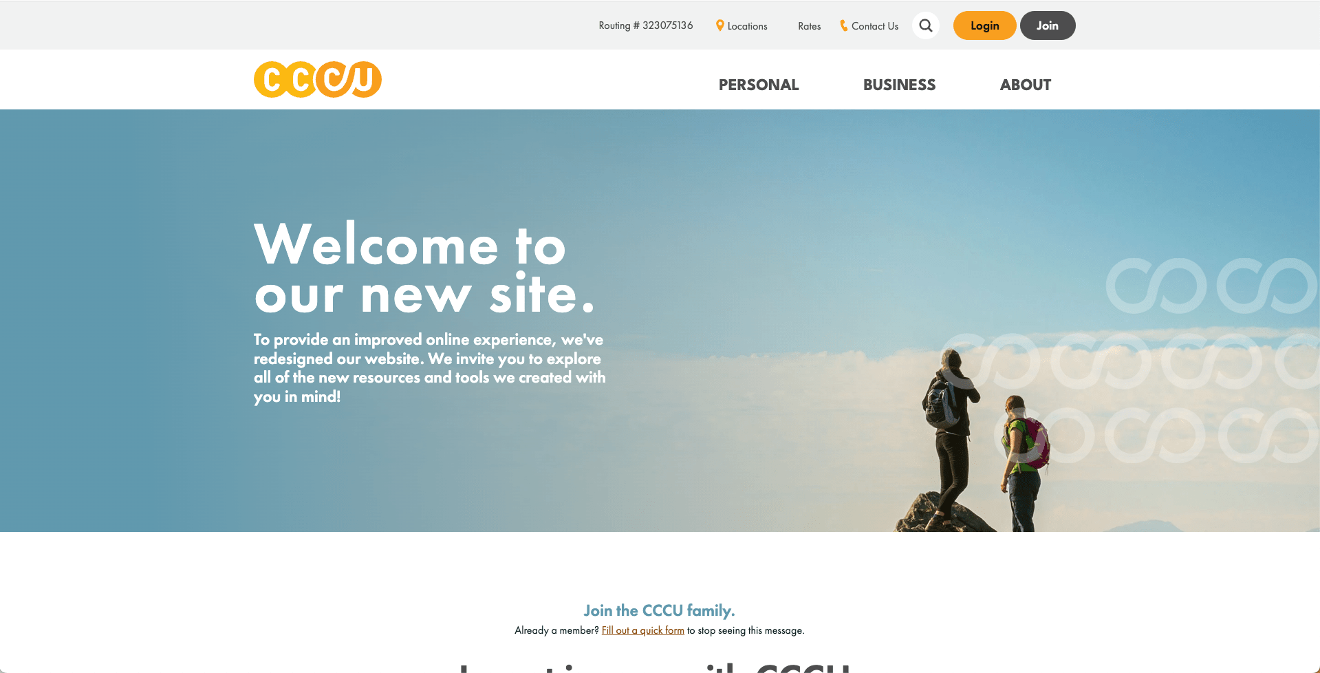 screenshot of Consolidated Community Credit Union's website